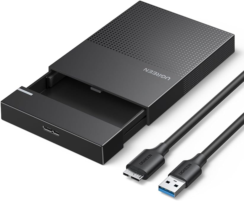 UGREEN 2.5" Hard Drive Enclosure Adapter, USB 3.0 to SATA 5Gbps External SATA HDD Caddy Case, 9.5mm 7mm External Hard Disk Case, Compatible with HDD SSD EVO WD Seagate Crucial Kingston (Copy)