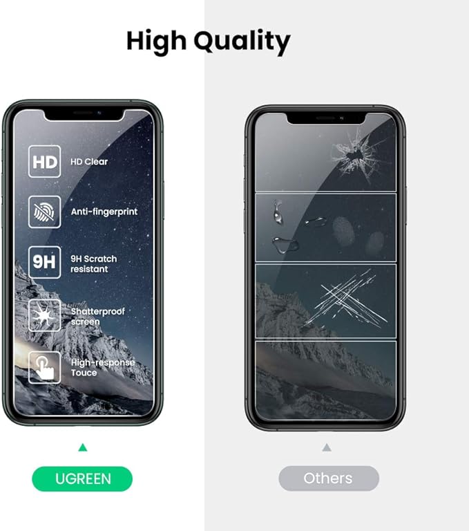 UGREEN 2 Pack iPhone 11 Pro/X/XS Screen Protector 5.8 Inch with Alignment Frame Easy Installation, Bubble Free, HD Clear, Scratch Resistant, Anti-Fingerprint, Tempered Glass Film for iPhone 11 Pro