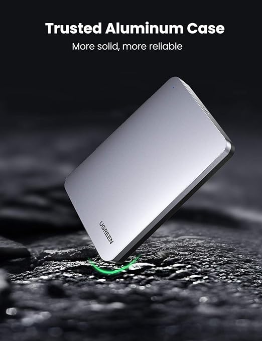 UGREEN USB C Hard Drive Enclosure Aluminum 2.5 inch USB 3.1 Type C to SATA Disk Case External Reader USB C 3.1 Gen 2 Thunderbolt 3 UASP Compatible with 7mm 9.5mm SATA 2.5 HDD SSD,MacBook,Laptop,PS4,TV