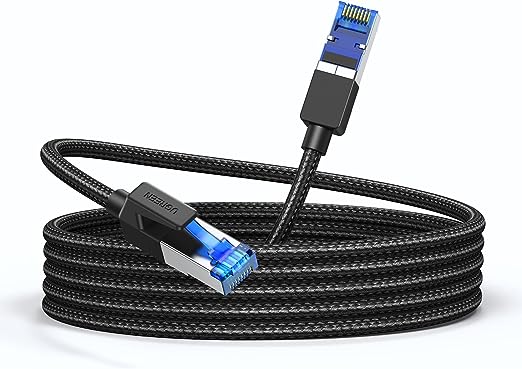 UGREEN Ethernet Cable 1M Cat 8 Gigabit Network Cable High-Speed 40Gbps 2000MHz RJ45 Internet Cable Braided Double Shielded Ethernet Cable Compatible with Gaming Switch PS4 PS5 PC Router TV Xbox