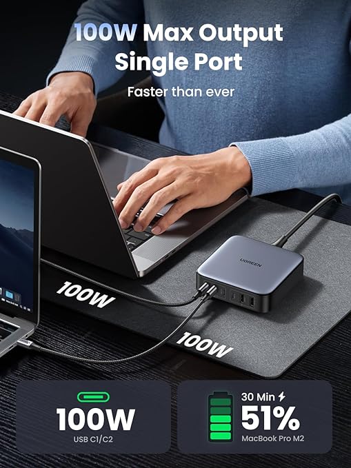 UGREEN Nexode 200W USB C Charger Station Multi-Function 6 in 1 GaN Charge Power Adapter USB Fast Charger Wall Plug for MacBook Pro/Air, Steam Deck, HUAWEI P60, iPhone, iPad Pro, Galaxy S23 Ultra, etc